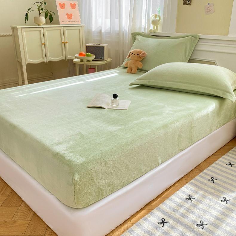 1pc Cozy Fitted Sheet Mattress Protector Soft Warm and Breathable Multiple Colors, Green, Purple, Gray Snug Fit for All Seasons Perfect for Bedrooms