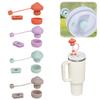 Silicone Spill Stopper Set Cute Mushroom Straw Cap Spill Stopper Straw Cover Leak Stopper for Stanley Tumbler Accessories