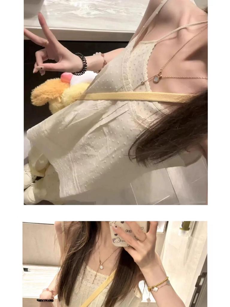 Women’s Summer High-Waist Dopamine Yellow Polka Dot Wide-Leg Pants | 145cm | Ice Silk | Petite Draping Style