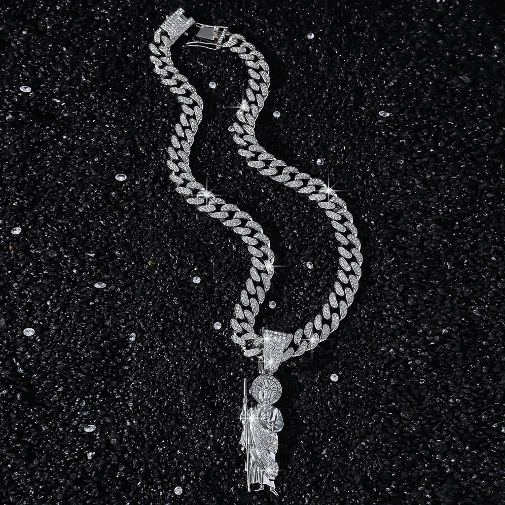 Colier Cuban cu Pandantiv Portret European și American Plin de Diamante, Colier Hip Hop cu Personalitate Creativă