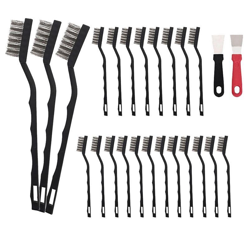 

ABWR-Welding Slag For Cleaning Brush Mini Wire Brush Stainless Steel Brush Set, 20 Pcs Curved Handle Masonry Brush Rust