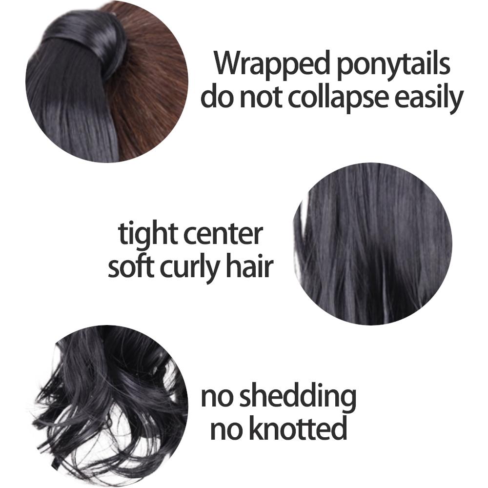 MISSQUEEN Women Fashion Long Wavy Ponytail Synthetic Fiber Natural Wavy Wrap Around Hair Extensions Daily Wear Long Wavy Hairpiece