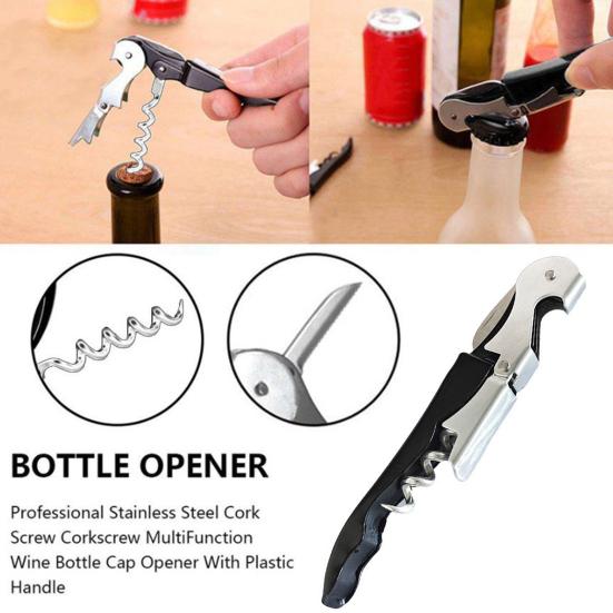2Pcs Bottle Opener, Stainless Steel Lever Corkscrew, 3-in-1 Corkscrew Beer Bottle Opener And Foil Cutter, Home Bar Accessories