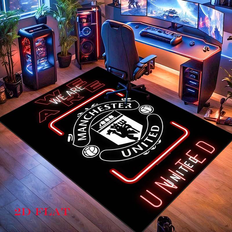 Tappeto Man Utd per Soggiorno Camera da Letto Casa Decorazione Divano, Tappetino Antiscivolo per Giochi Bambini