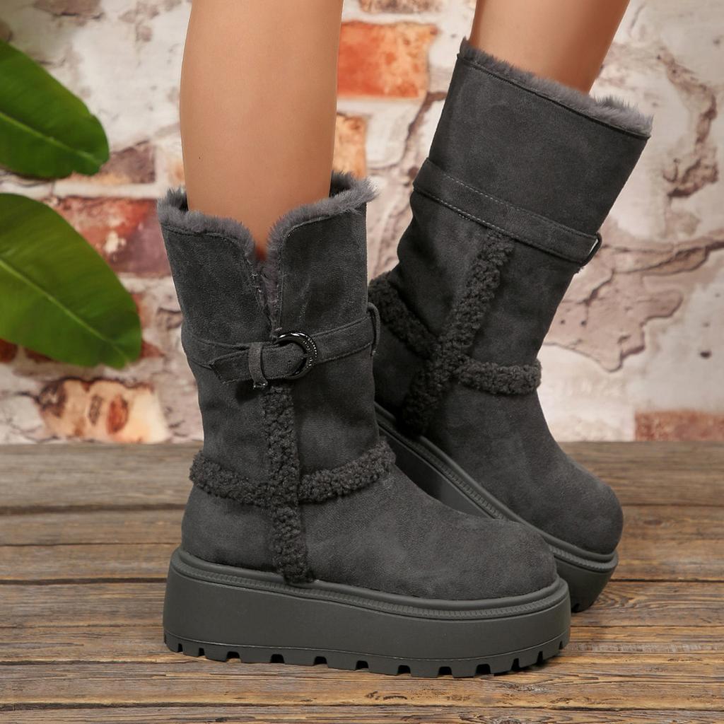 Thick-soled foldable snow boots 2025 new autumn and winter piled thick-soled warm short women's boots Northeast cotton boots