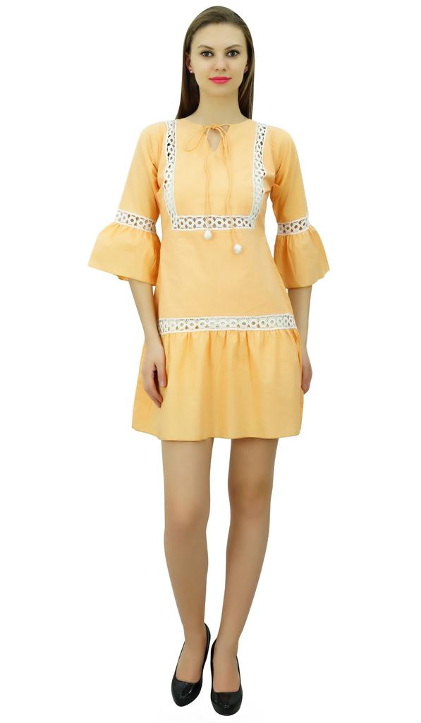 Bimba Summer Boho Short Dress Ruffle Sleeve Mini Dress Boho Chic Beach