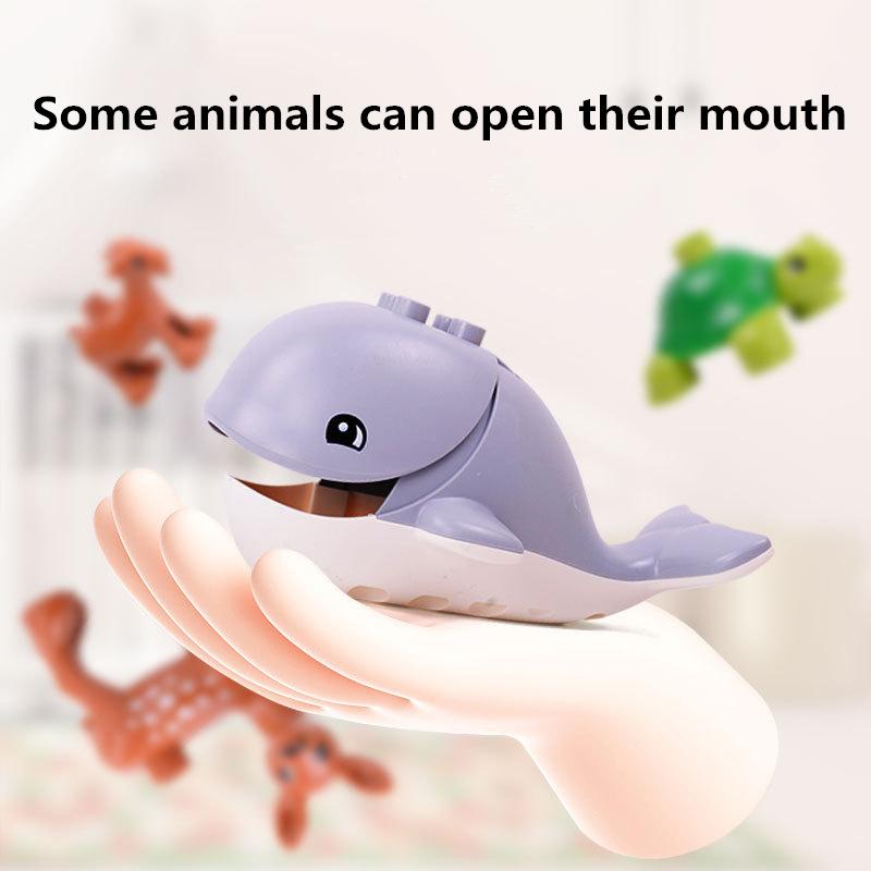 Large Particle Building Blocks Animal Scene Series Zoo World Tigier Lion Giraffe Whale Deer Bricks Toys  For Kids Christmas Gift