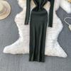 Autumn Spring Women Sexy Square Collar Luxury Beading Knitted Sweater Party Dress Long Midi Sheath Bodycon Sheath Dresses