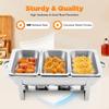 3-Kammer 9L Edelstahl Bain-Marie Speisenwärmer mit Deckel Aufwärmbehälter Set Bain-Marie, für Catering, Buffet und Party