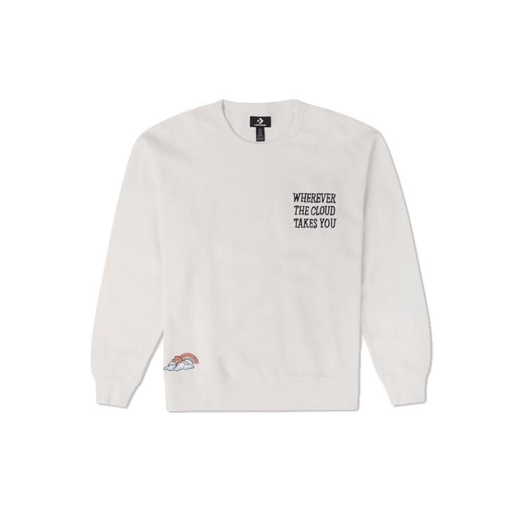 Converse Logo Crewneck Asia Sizing  White  Men s 10025828-A01 M