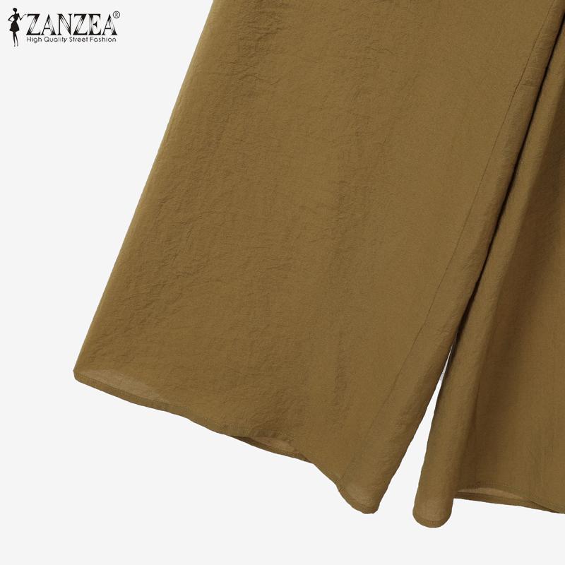 ZANZEA Women Half Sleeve Blouse and Pants Summer Two Piece Suit Sets