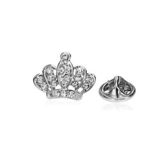 Elegant Rhinestone Crown Lapel Pin for Men & Women - Mini Suit & Shirt Brooch Accessory