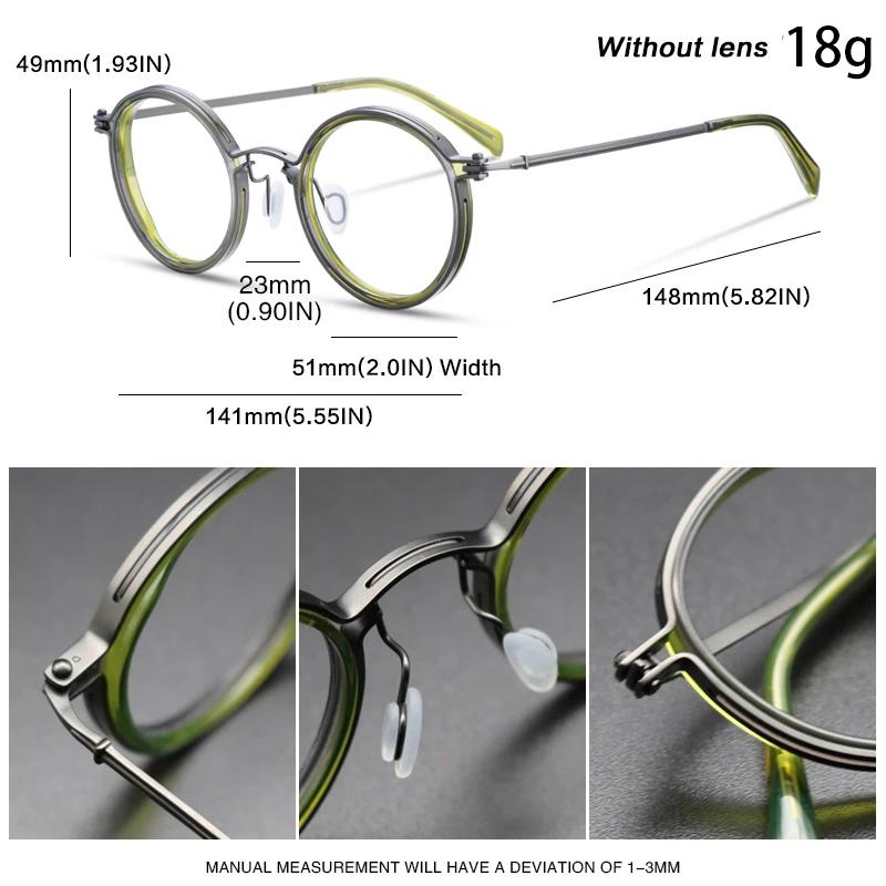 Round Optical Glasses Frame Men Anti Blue Light Clear Lens Eyeglasses Vintage Casual Metal Frame Myopia Spectacle Frame