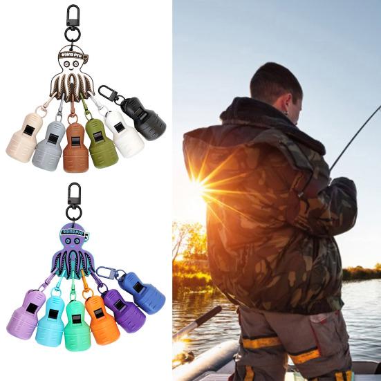 6Pcs/Set Fishing Squid Hook Cover Portable Squid Jig Hook Protector with Carabiner Fishing Jig Lure Protective Case Caps Bonnets Fishing Accessories