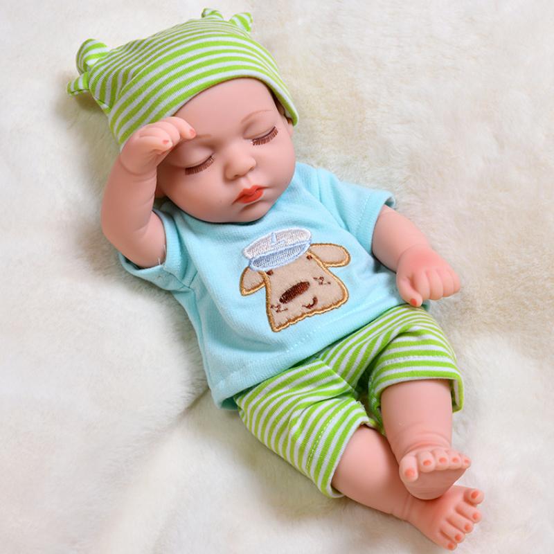 Mini 11-inch Reborn Doll with Closed Eyes, Simulation Baby Doll for Little Girls, Early Education Sleeping Doll