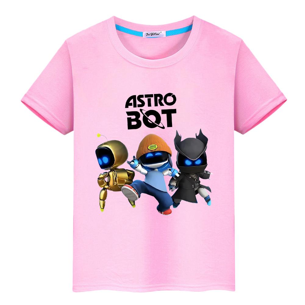 Game Astro Bot T Shirt for Kids Boy 10years 100%Cotton Print Anime Short Kawaii Tops Cartoon T-shirt Y2k One Piece Girls Clothes