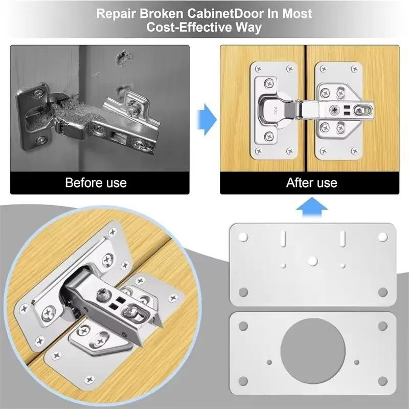 Kitchen Cupboard Door Hinge Mounting Plate With Holes Household Tools Cabinet Hinge Repair Plate Kit Flat Fixing Brace Brackets
