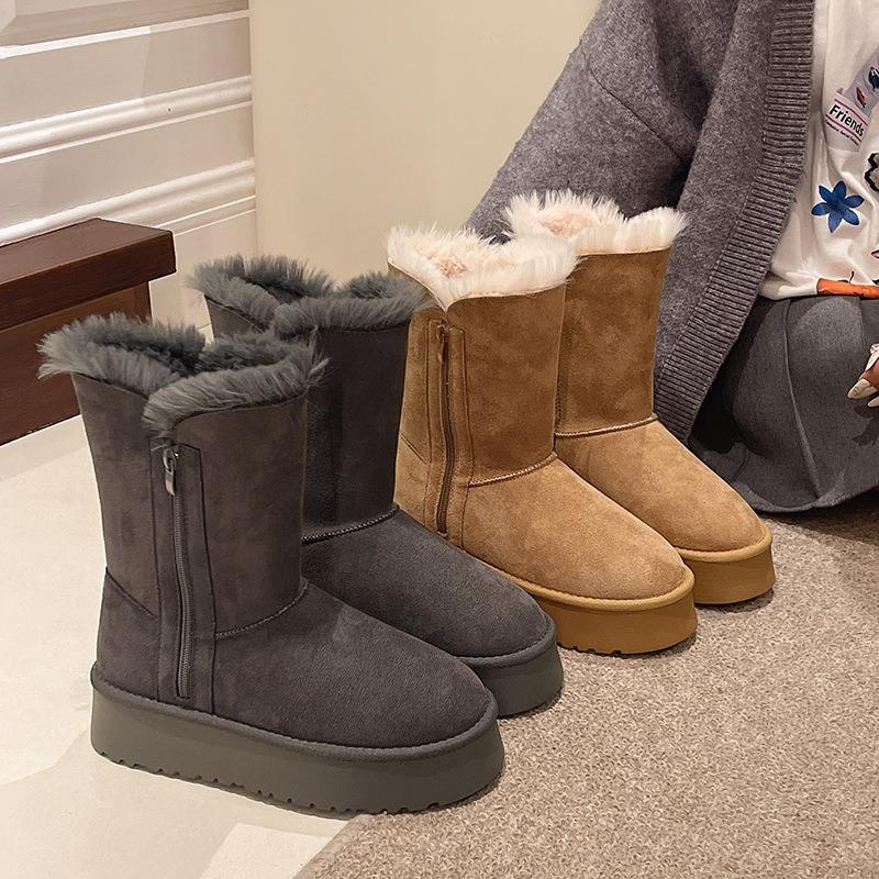 Thick-soled Snow Boots Women's New Winter Velvet Thickened Warm Cotton Shoes Versatile Medium Tube Sub-zero Winter Boots