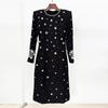 2026 European & American Celebrity Long-Sleeve Evening Gown with Heavy Beading & Rhinestones