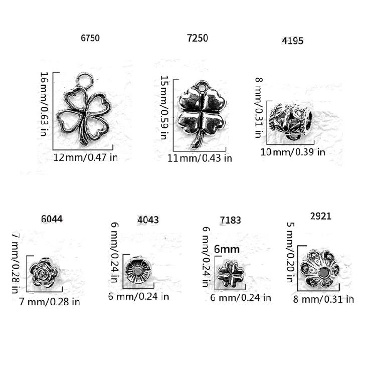 Balení 100 komponentů pro šperky se čtyřlístkem Přívěsek na náhrdelník Šperkařská doplňková texturovaná slitina Přívěsek pro jedinečné šperky