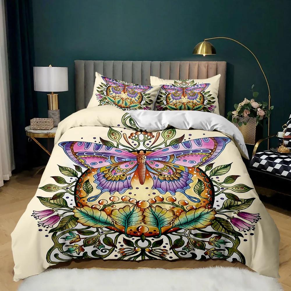 Insect Duvet Cover Set Vintage Old Backdrop With Dragonfly Bedding Set Pillowcase Double Queen King Size Polyester Qulit Cover