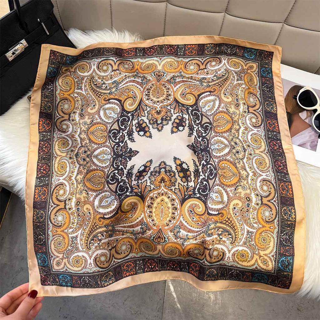 Summer New Versatile Neck Scarf Multi-Functional Commuting Silk Sun Protection Decorative Neck Foulard Square Shawl Bufanda