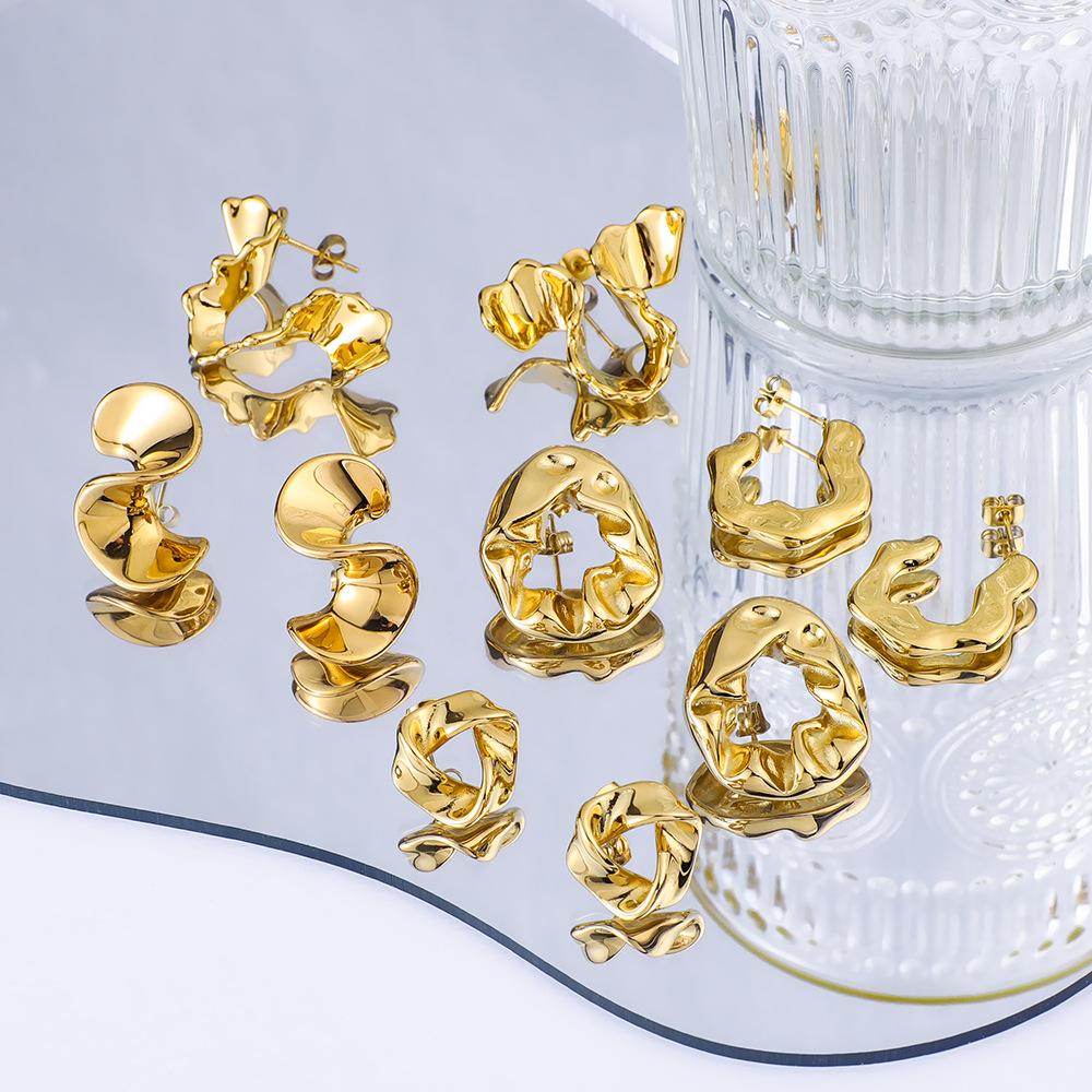 2025 Summer Geometric Swisted Earrings For Women Stainless Steel Pierce Stud