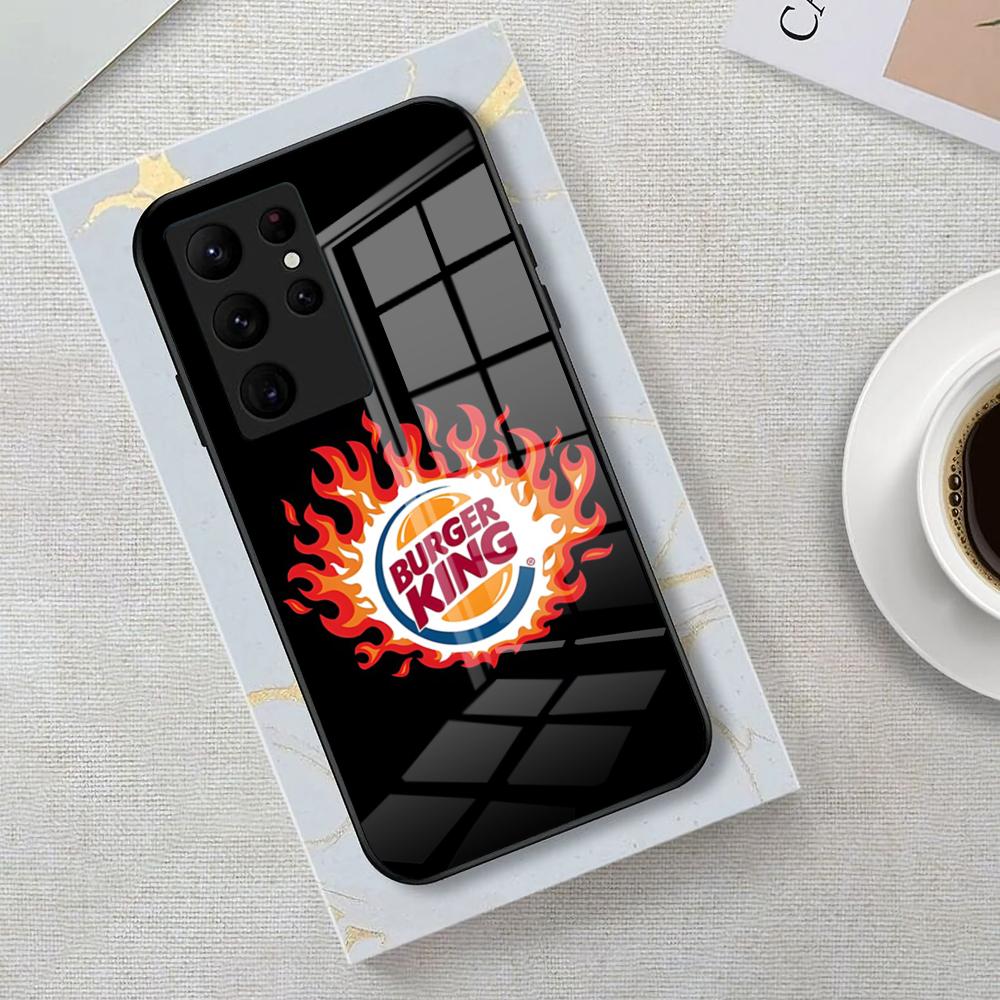 Brand Burger King Phone Case For Samsung S26 S25 Edge Ultra 23 22 21 20 Ultra Plus S24 Fe Glass Cover