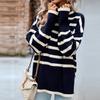 Fashion Women Casual Loose High Neck Striped Knitted Sweater Top Autumn Winter New