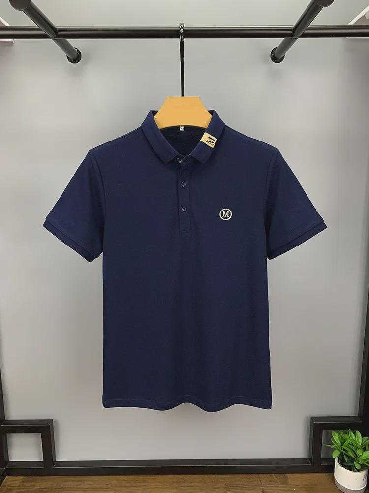 High-End Embroidered Men's Cotton Polo Shirt: Summer Short-Sleeved Lapel Design