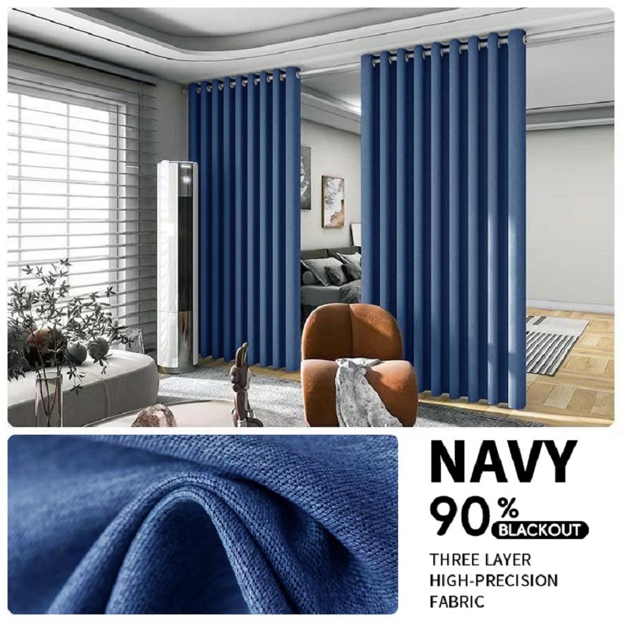 2PCS Room Divider BlackOut Curtain for Living Room, Noise Reduction Curtain with Anti-Rust Grommet Top Blackout Curtain