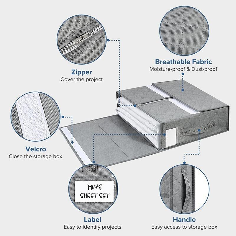 Non-woven foldable bed sheet clothing wardrobe storage box dust-proof storage box with lid organizing storage box