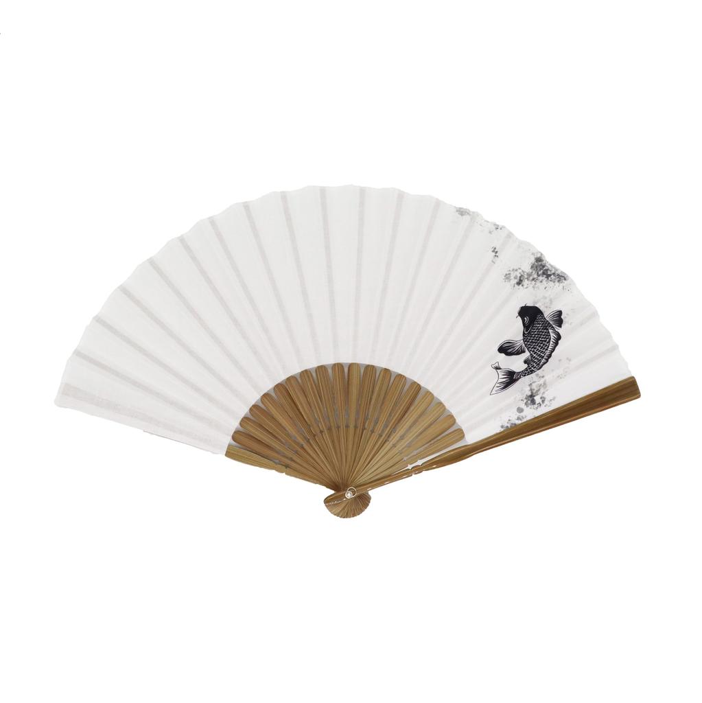 Onishi Ken Seihan Ripple Men's Fan, 23cm, Carp, White, S20-MN04