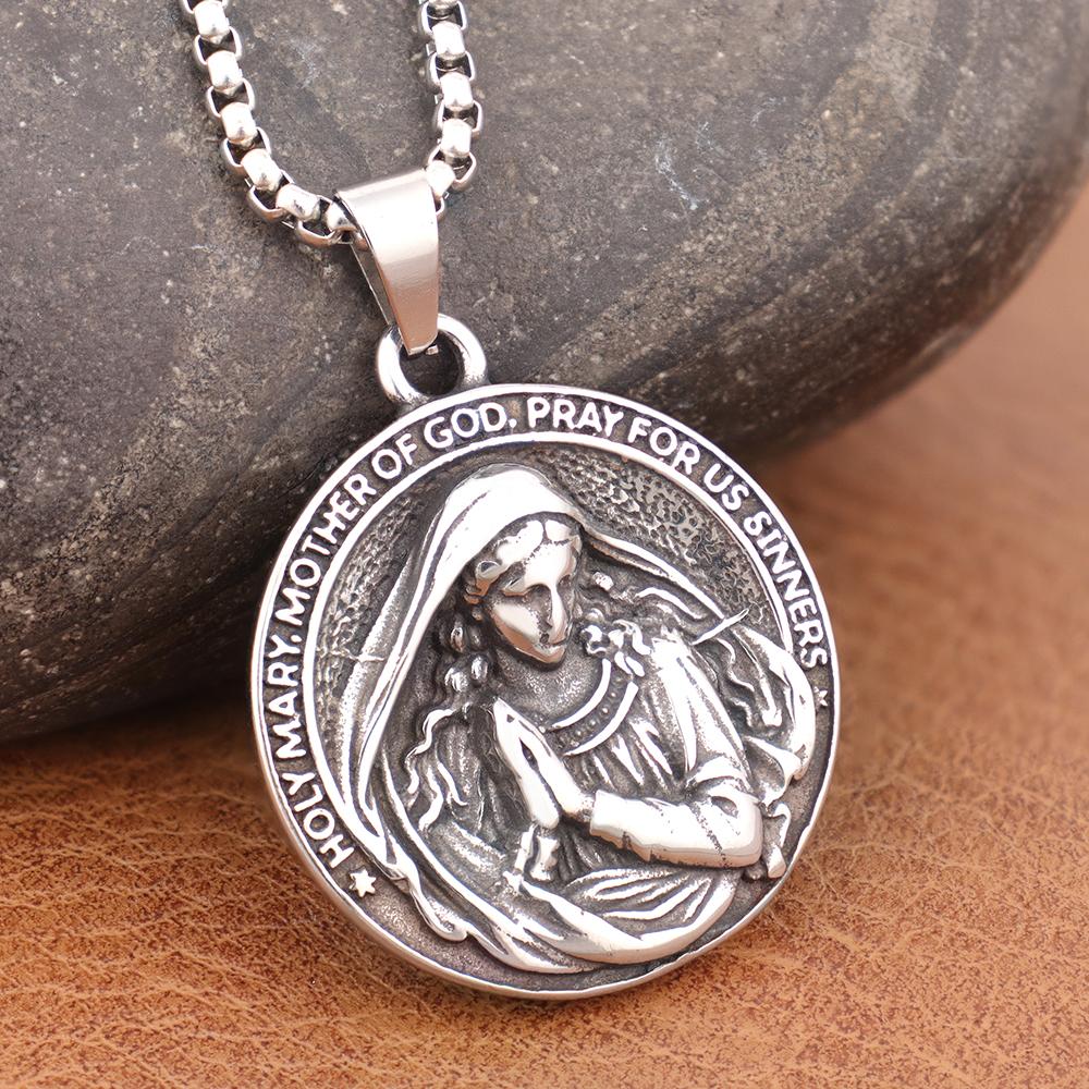 Collana Madonna Trendy Design Fascino Popolare Acciaio Inossidabile Pendente Madonna Madre Ringraziamento Gioielli Religiosi Vintage