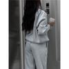 Autumn Winter European And American Half Zipper Stand Up Hoodie Set Solid Color Loose Casual Two Piece Set
