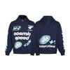 Unisex Broken Planet Print Velvet Hoodie - Trendy & Casual