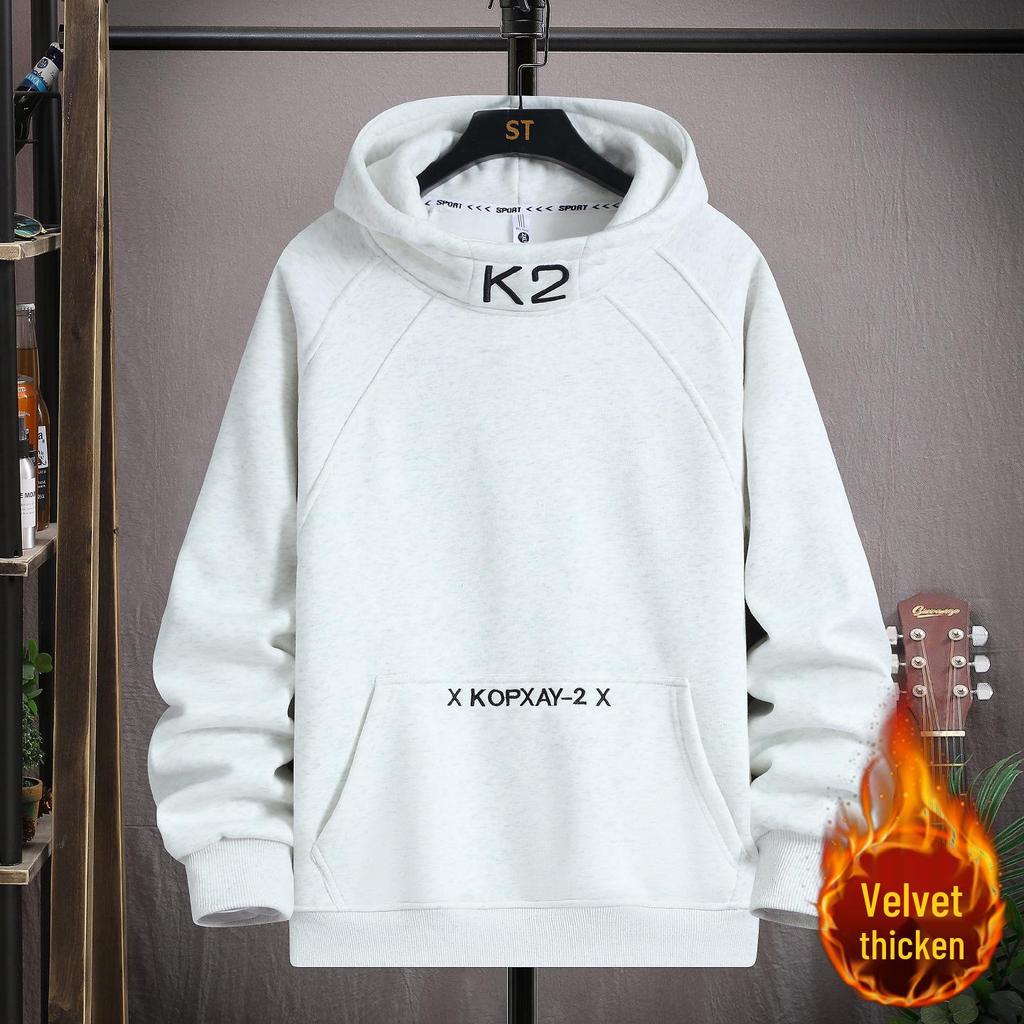 Gradient Color Block Hooded Sweatshirt for Boys, Junior High & High School Students - Plus Velvet, Thickened, Autumn/Winter Outerwear for Teens