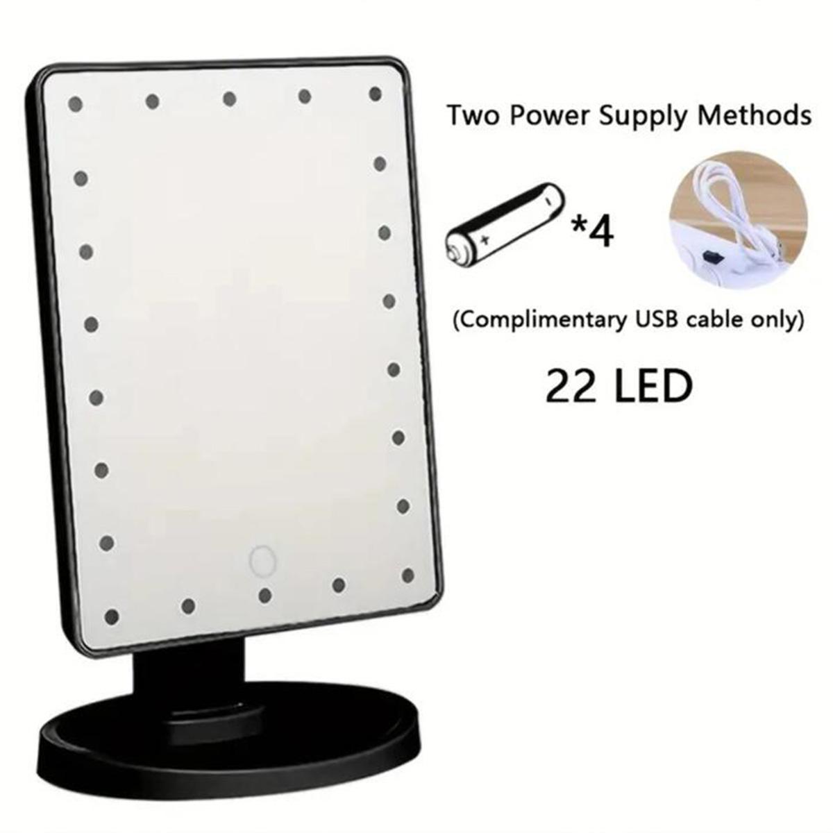 

1pc lighted cosmetic mirror, square battery and USB rechargeable dual-purpose cosmetic mirror, touch screen cosmetic mirror, чёрный