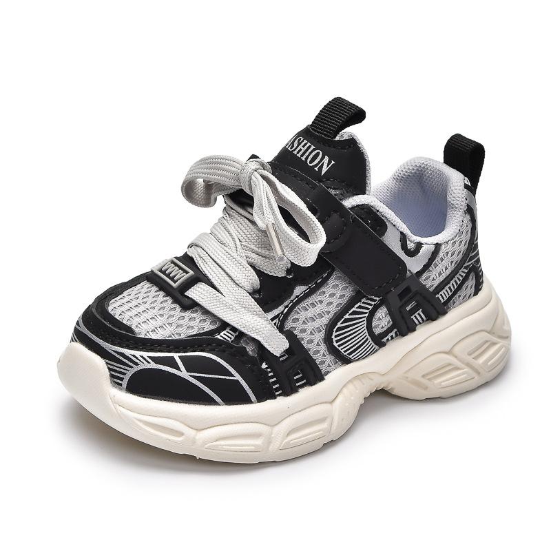 

Children s sports shoes, new spring model, lightweight, casual, soft-soled, versatile double-mesh shoes, dad shoes for boys and girls 21-25Code（One Hand5Doub чёрный