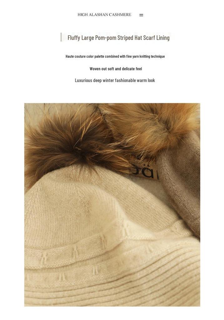 Unisex Cashmere Pom-Pom Hat: 100% Pure, Oversized, Knitted, Thickened for New Autumn/Winter Style