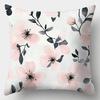 4pcs set, sofa cushion cover, gray-pink flower pillowcase, 45x45cm, single-sided printing, home decoration,