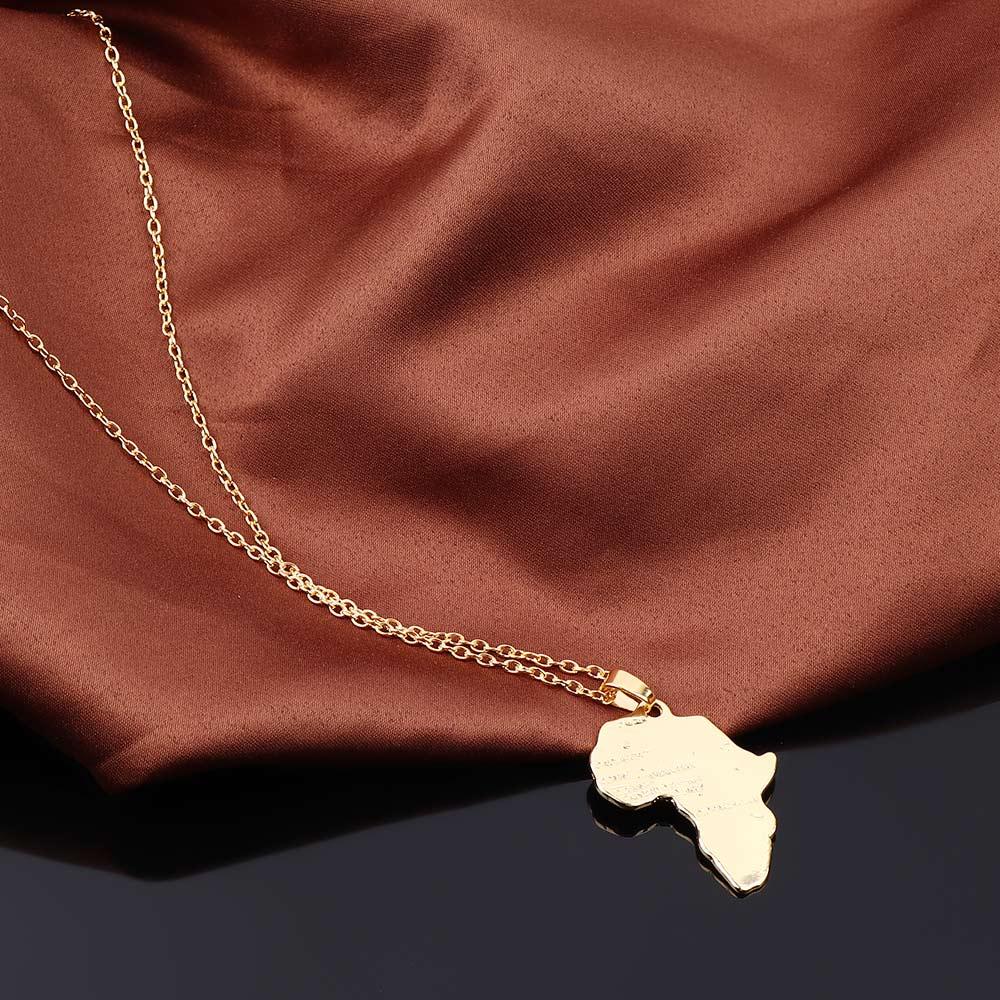 Ethnic Men Country Fashion Chain Jewelry Pendant Necklace African Map Gold