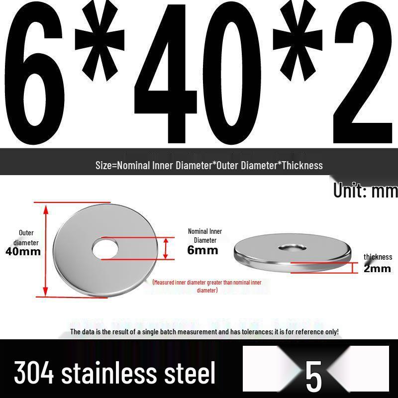 Thickened 304 Stainless Steel Flat Washer Spacer (M2-M36)