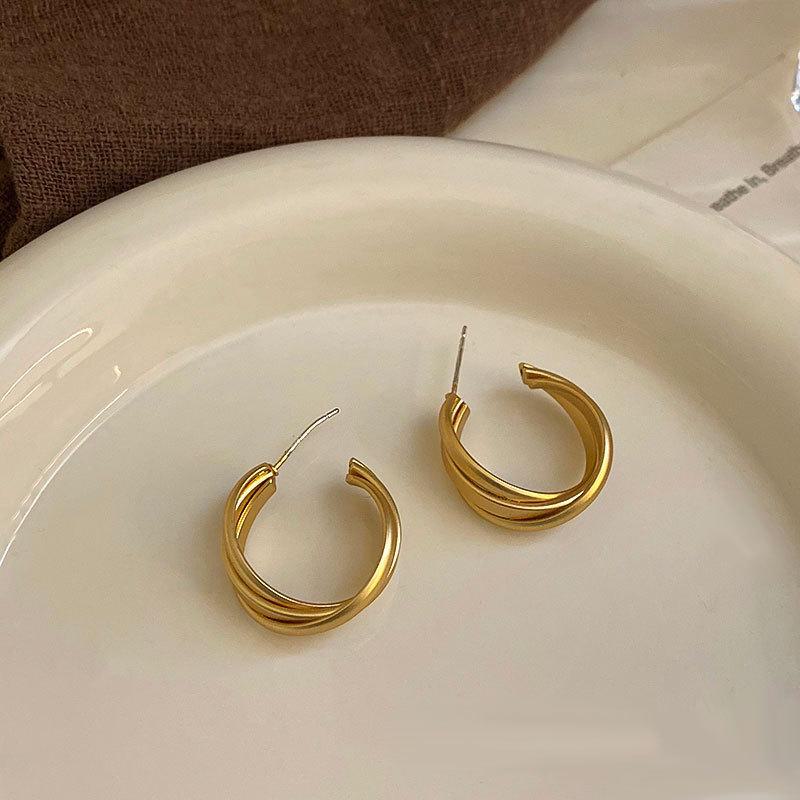 

Серебряные игольчатые геометрические металлические серьги: Высококлассная модная роскошь для женщин Silver Needle золотой