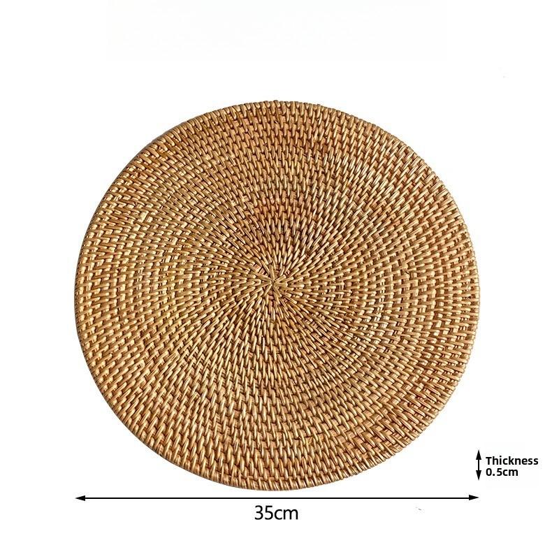 1pcs Rattan Woven Oval Non-Slip Heat-Resistant Placemat Home Kitchen Dining Table Decor Mat Anti-Skid Tableware Pad