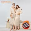 Men's Winter Hooded Robe Plush Long Bath Robes with Hood Cozy Warm Bathrobe Fuzzy Spa Robe With Pockets House Coat Fluffy Fleece Robes for Men