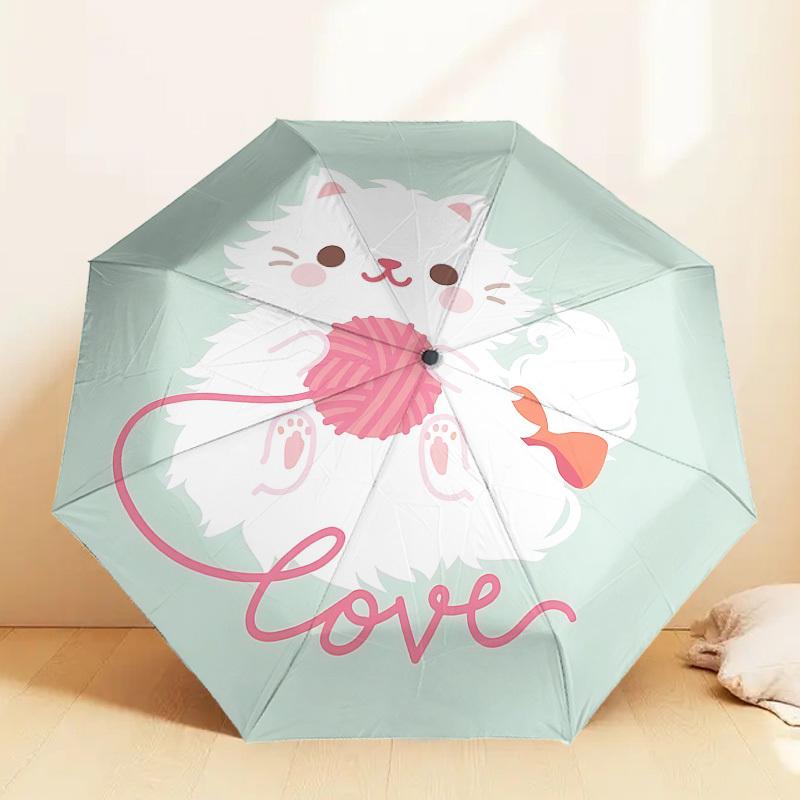 Love Cats & Yarn: Cute Cat Print Umbrella   Automatic Opening/Closing, Outdoor Protection, Lightweight and Durable Travel Accessory 190