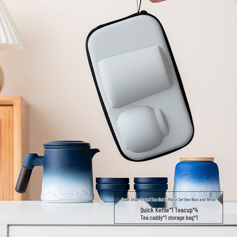 LISM Portable Ceramic Travel Kung Fu Tea Set