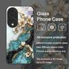 Aesthetic Flower Marble Texture Art Tempered Glass Phone Case for Huawei Nova 13 12 11 10 SE Mate 70 60 Pro+ P60 P50 P40 Covers