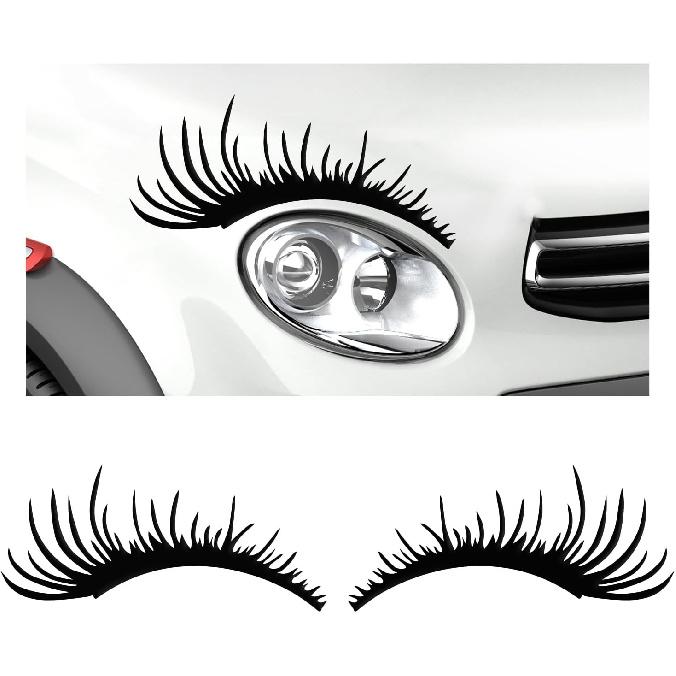 2 PCS Eyelash Decal for Car Headlight, Waterproof Auto Funny Fake Eyelash Sticker for Decoration, Self-Adhesive Sticker for Vehicle Headlamp,